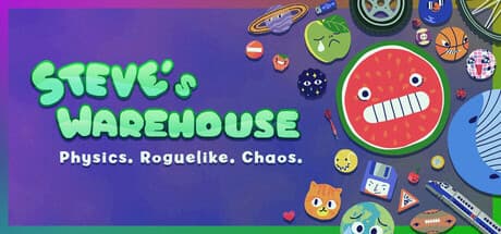 Steam header art for Steve's Warehouse: Physics. Roguelike. Chaos.