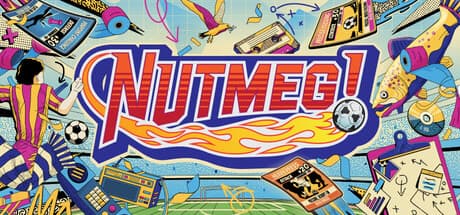 Steam header art for NUTMEG! A Nostalgic Deckbuilding Football Manager